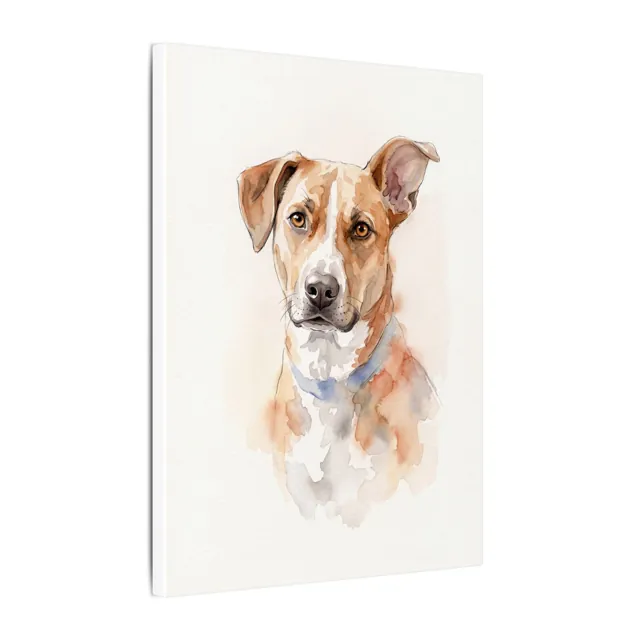 Watercolor-style portrait of a dog on a canvas, sample image